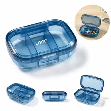 Portable 3-Compartment Pill Box with Secure Sealed Lids