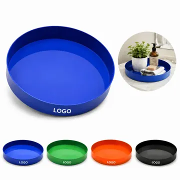Round Raised Rim Serving Tray, Lightweight Durable Design