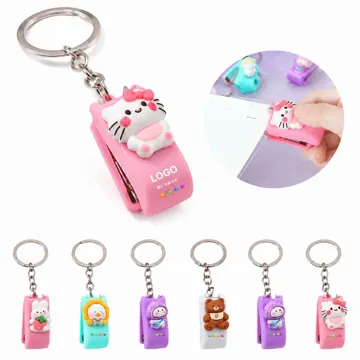 Mini Cartoon Stapler with Keychain for Light Stapling Tasks