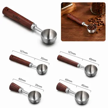 Walnut Handle Stainless Steel Coffee Measuring Scoop