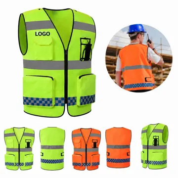High-Vis Multi-Pocket Safety Vest with Reflective Strips