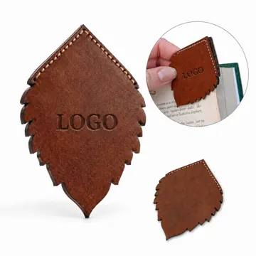 Elegant PU Leather Maple Leaf Bookmark for Books