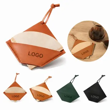 Reusable PU Leather Cone Coffee Filter Holder for Pour-Over