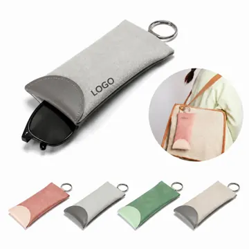PU Leather Squeeze Eyeglass Case with Hanging Loop