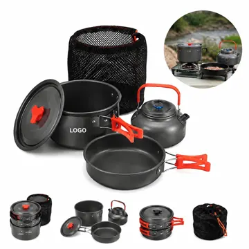 3-Piece Non-Stick Camping Cookware Set with Foldable Handles