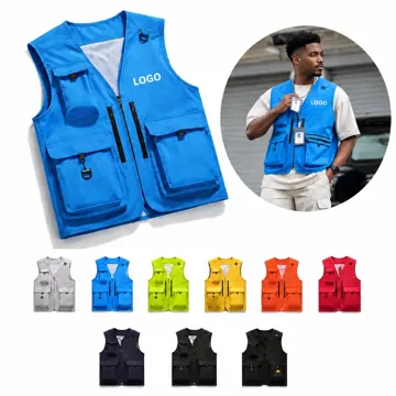 Men's Multi-Pocket Lightweight Utility Vest with Full Zipper