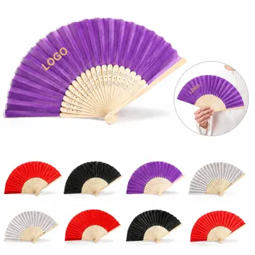 Handcrafted Silk Folding Fan with Bamboo Ribs