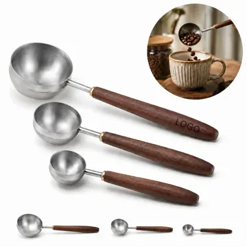 Walnut Handle Stainless Steel Coffee Scoop 1 Tbsp Measure