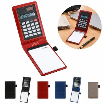 Faux Leather Notebook with Built-in Calculator, Portable