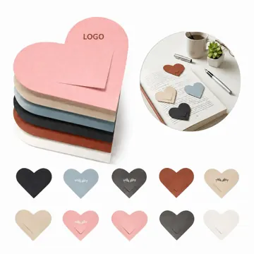 Heart-Shaped PU Leather Page Corner Bookmark for Reading