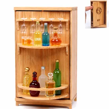 Wooden Rotating Mini Bar Toy Set with Wine Accessories