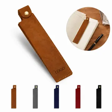 Slim PU Leather Pen Pencil Case with Zipper, Portable