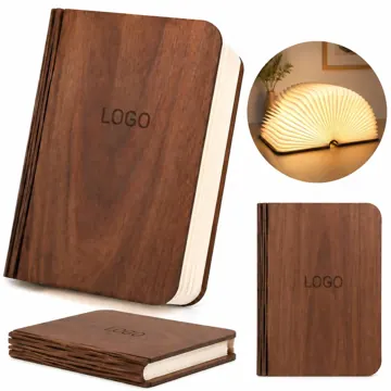 Folding Magnetic Wooden Book Night Light with Adjustable
