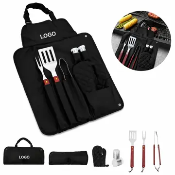 Stainless Steel BBQ Tool Kit with Spatula, Tongs & Oven Mitt