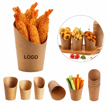 Kraft Paper Fry Cups, Compostable Grease-Resistant Fry Cup