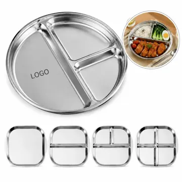 304 Stainless Steel Compartment Plate, Food-Grade Divided