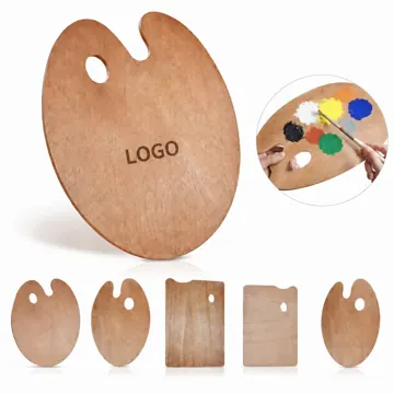 Ergonomic Wooden Oval Artist Palette with Thumb Hole