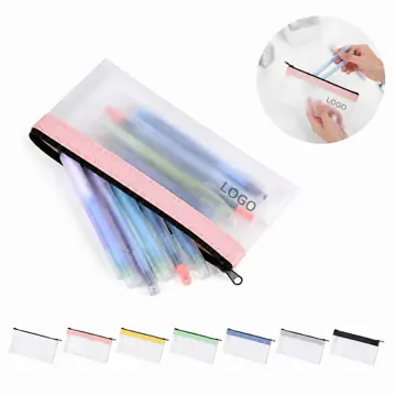 PVC Transparent Zipper Pencil Case, Waterproof Storage Bag