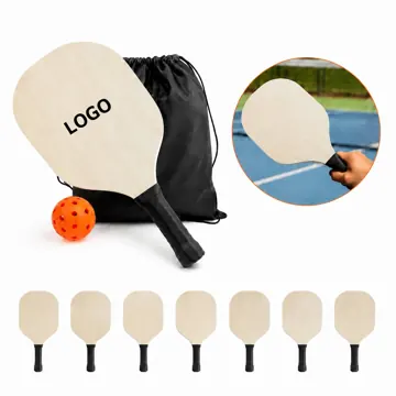 Full-Color Wood Pickleball Set with 2 Paddles and 2 Balls