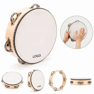 Multi-Size Wooden Tambourines with Metal Jingles for Rhythm