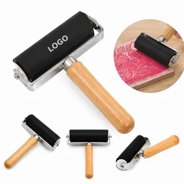 Premium Rubber Printmaking Roller with Wooden Handle