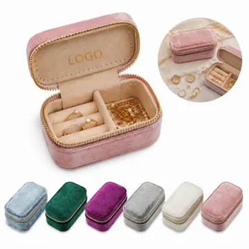 Compact Velvet Travel Jewelry Organizer Box for Rings