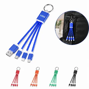 3-in-1 Nylon Keychain Charging Cable for USB Devices