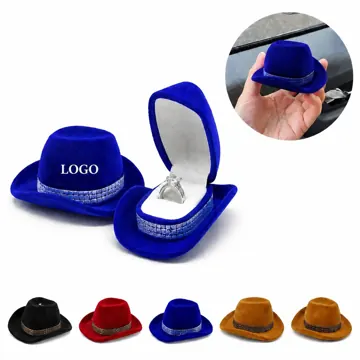 Cowboy Hat Velvet Jewelry Box for Rings and Earrings