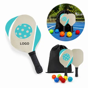 Lightweight Wood Pickleball Set with 2 Paddles and 2 Balls