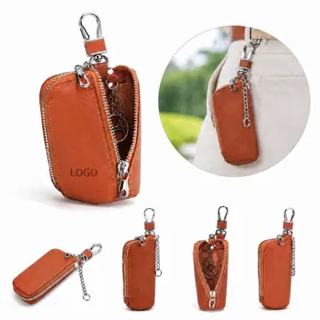 Waist-Hung Leather Zipper Key Case for Belt Loop or Bag