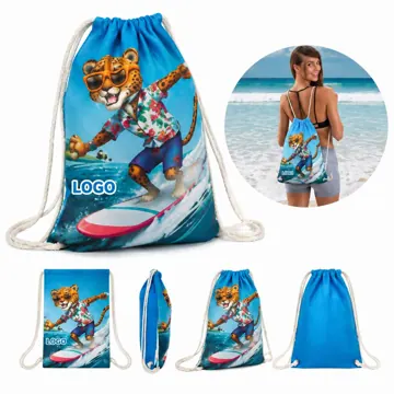 Microfiber Beach Towel Backpack with Drawstring, Quick-Dry