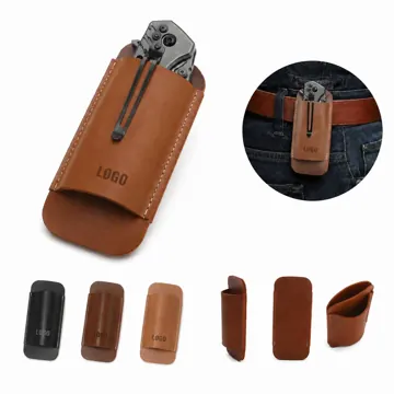 Durable Leather Folding Knife Cover with Secure Closure