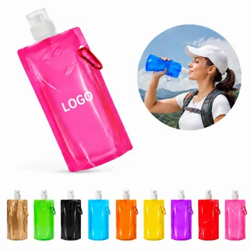 Collapsible 16oz Water Bottle with Carabiner for Hiking