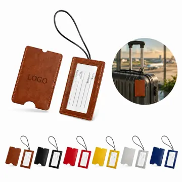 Waterproof PU Leather Slide Luggage Tag with ID Window