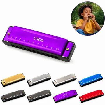Stainless Steel 10-Hole Harmonica for Beginners, Portable