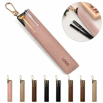 Slim PU Leather Pen Pouch for Travel, Compact Organizer