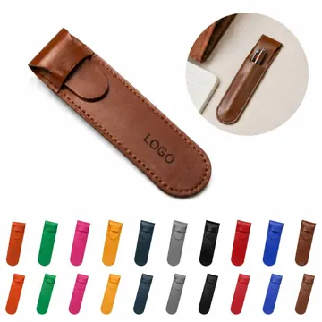 Vintage PU Leather Pen Pouch with Zipper Closure