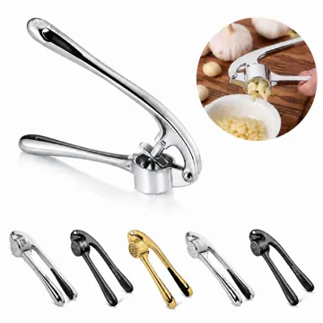 Stainless Steel Garlic Press Crusher with Built-in Cleaner
