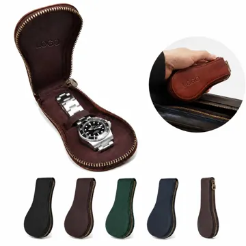 Vintage PU Leather Watch Travel Case with Jewelry Storage