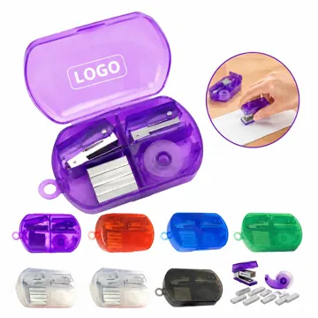 Mini Desk Stapler Set with Puncher & Tape Holder for Office
