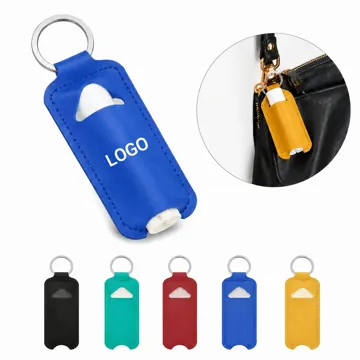 PU Leather Lipstick Holder Keychain with Keyring