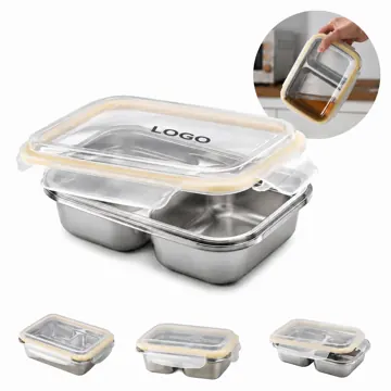 304 Stainless Steel Bento Box, 3-Compartment Leak-Resistant