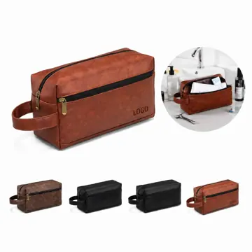 Retro Waterproof PU Toiletry Bag with Interior Pockets