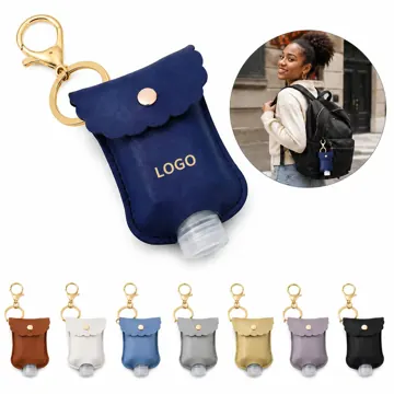 Leather Travel Bottle Holder with Secure Strap for Liquids