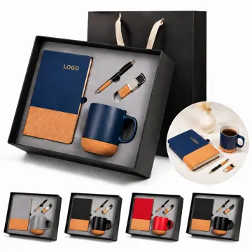 Executive PU Leather Notebook and Ceramic Mug Set