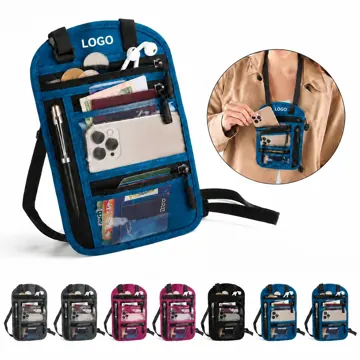 RFID Blocking Passport Neck Wallet with Multiple Card