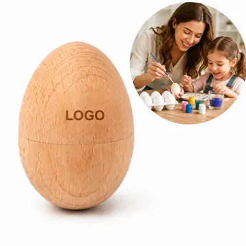 Engravable Hollow Wooden Easter Egg Shell for DIY Decor