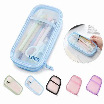 Clear Mesh Pencil Case with Zipper, Transparent Storage