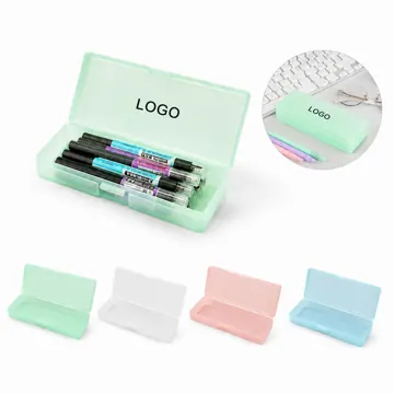 Frosted Plastic Pencil Case Storage Box with Zipper Closure