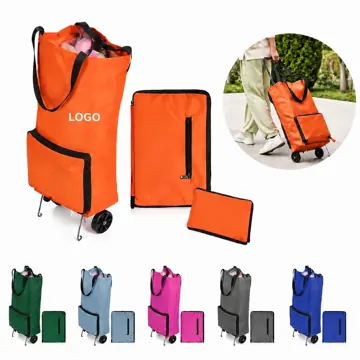 Foldable Wheeled Shopping Bag with Sturdy Rolling Base